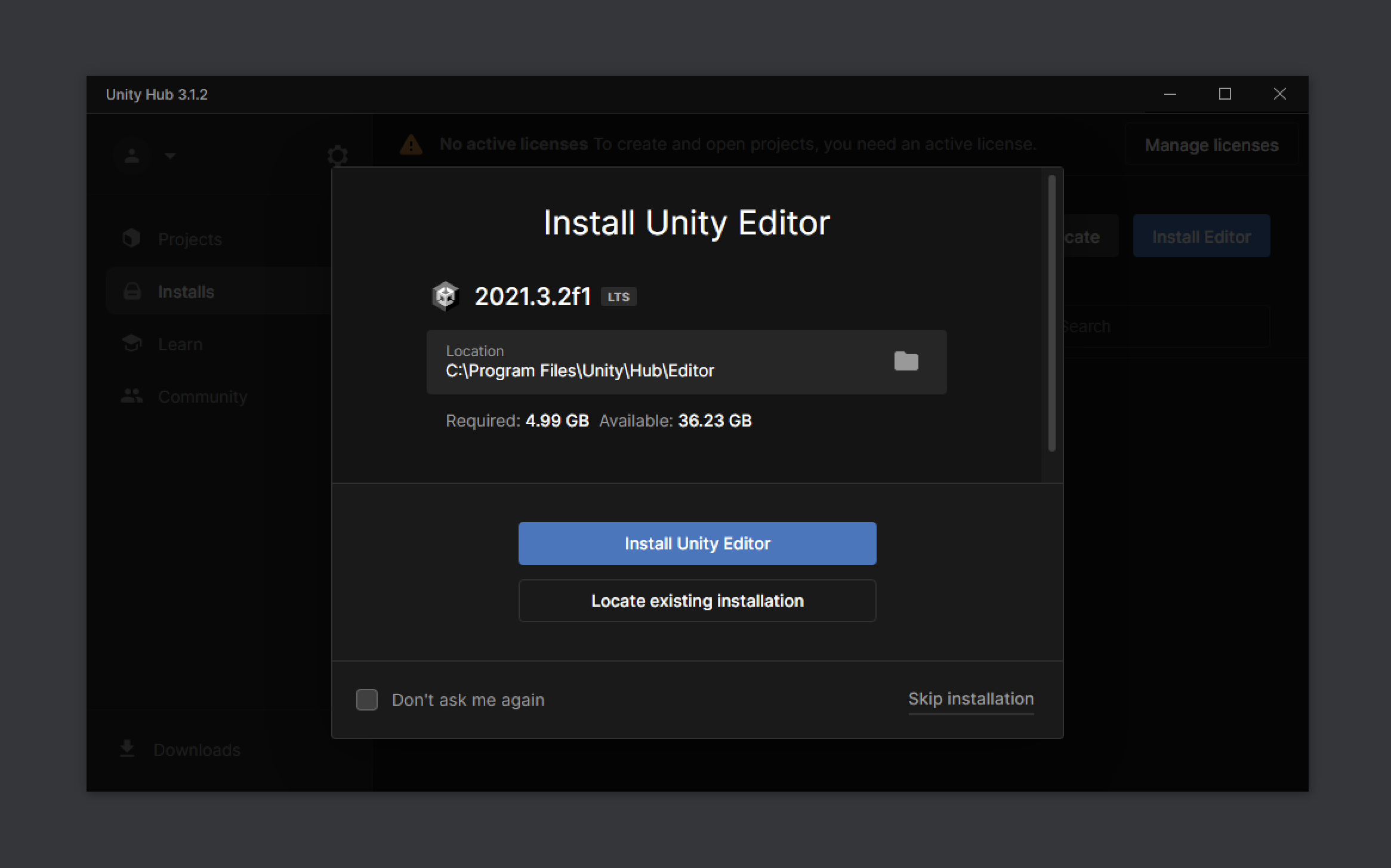 Unity Editor Installation