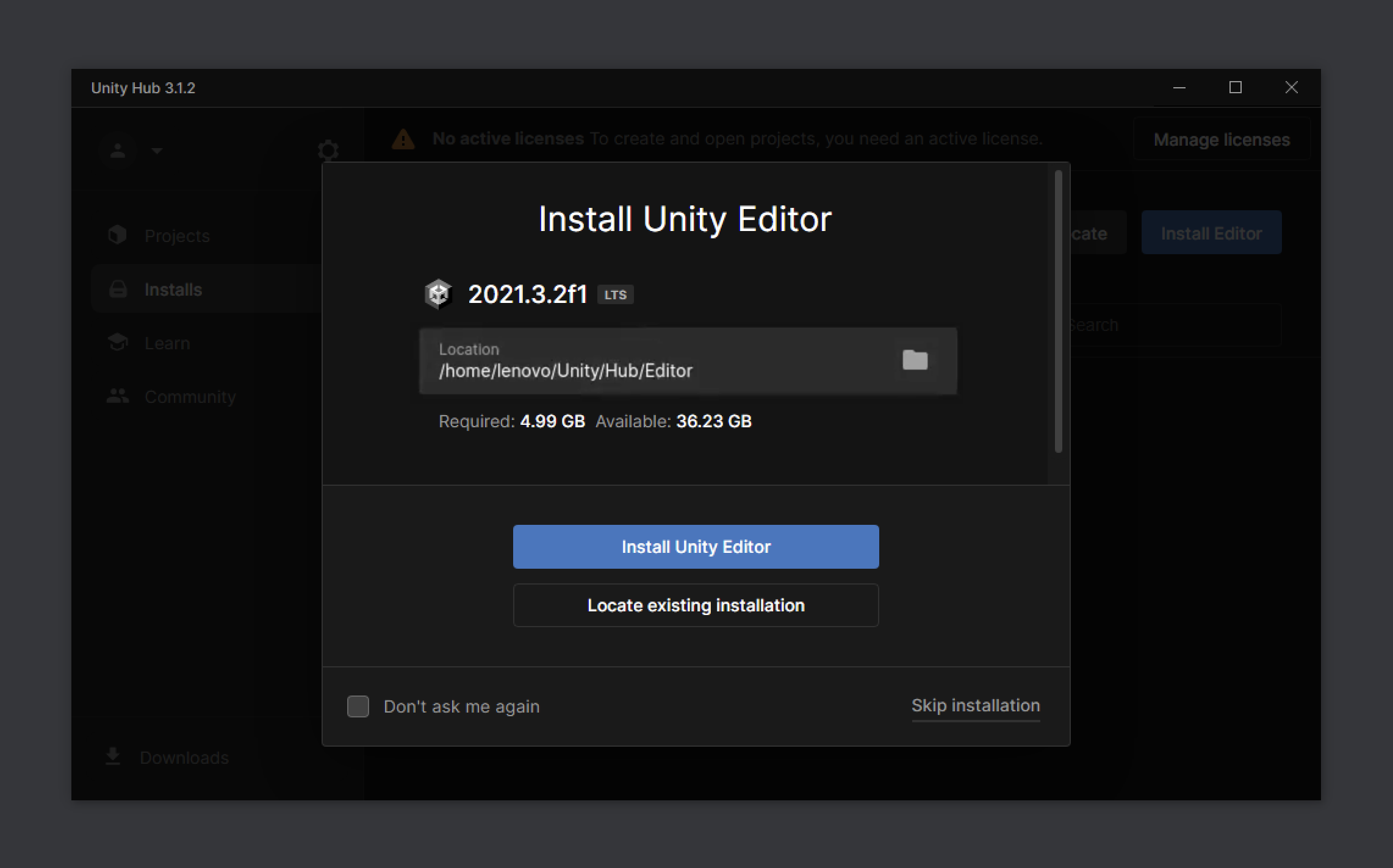 Unity Editor Installation