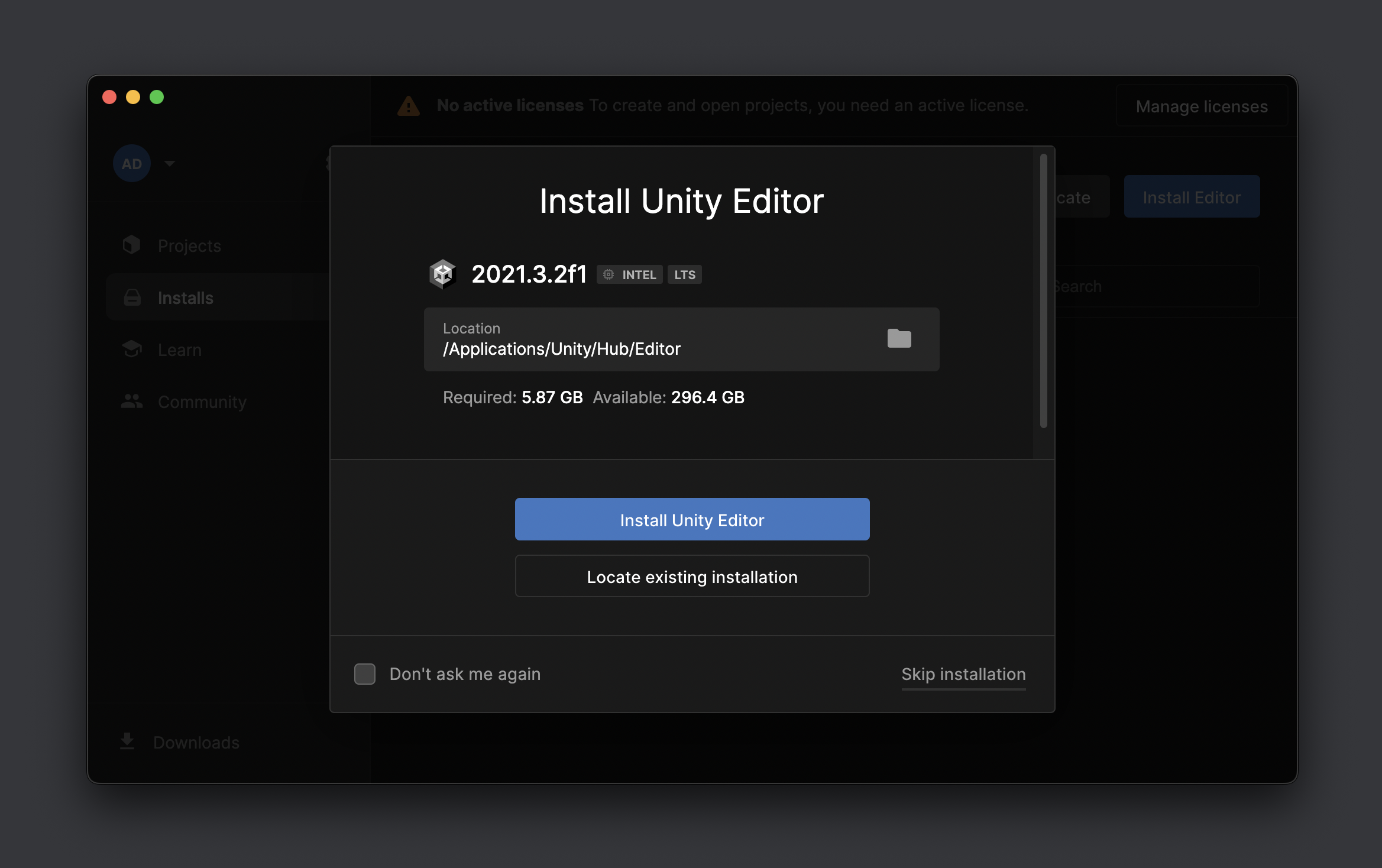 Unity Editor Installation