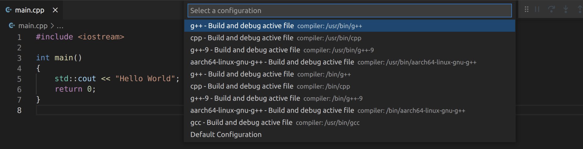 Selecting a Compiler Configuration